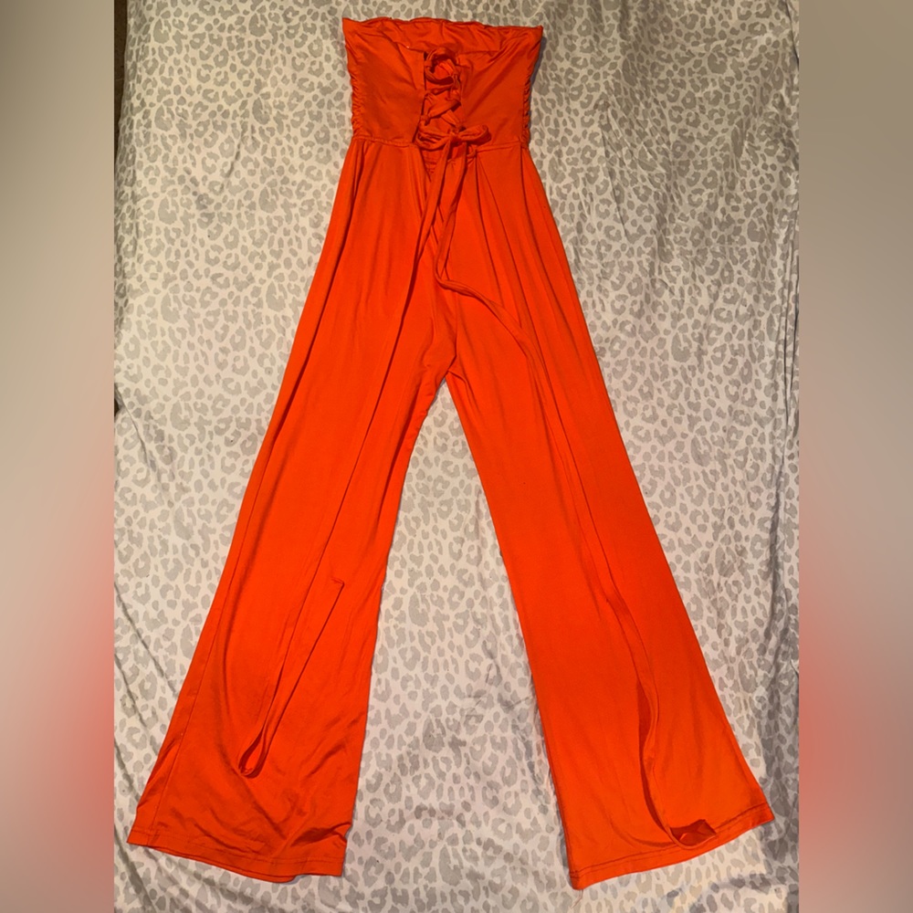 Chicme Orange Strapless Pant Jumper